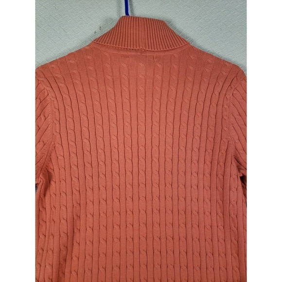 Willi Smith Sweater Medium Orange Mock Neck Long Sleeve Cable Knit Pullover - Picture 9 of 9